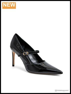 Italian Leather Mary Jane Pumps with Stiletto Heel & Buckle Strap